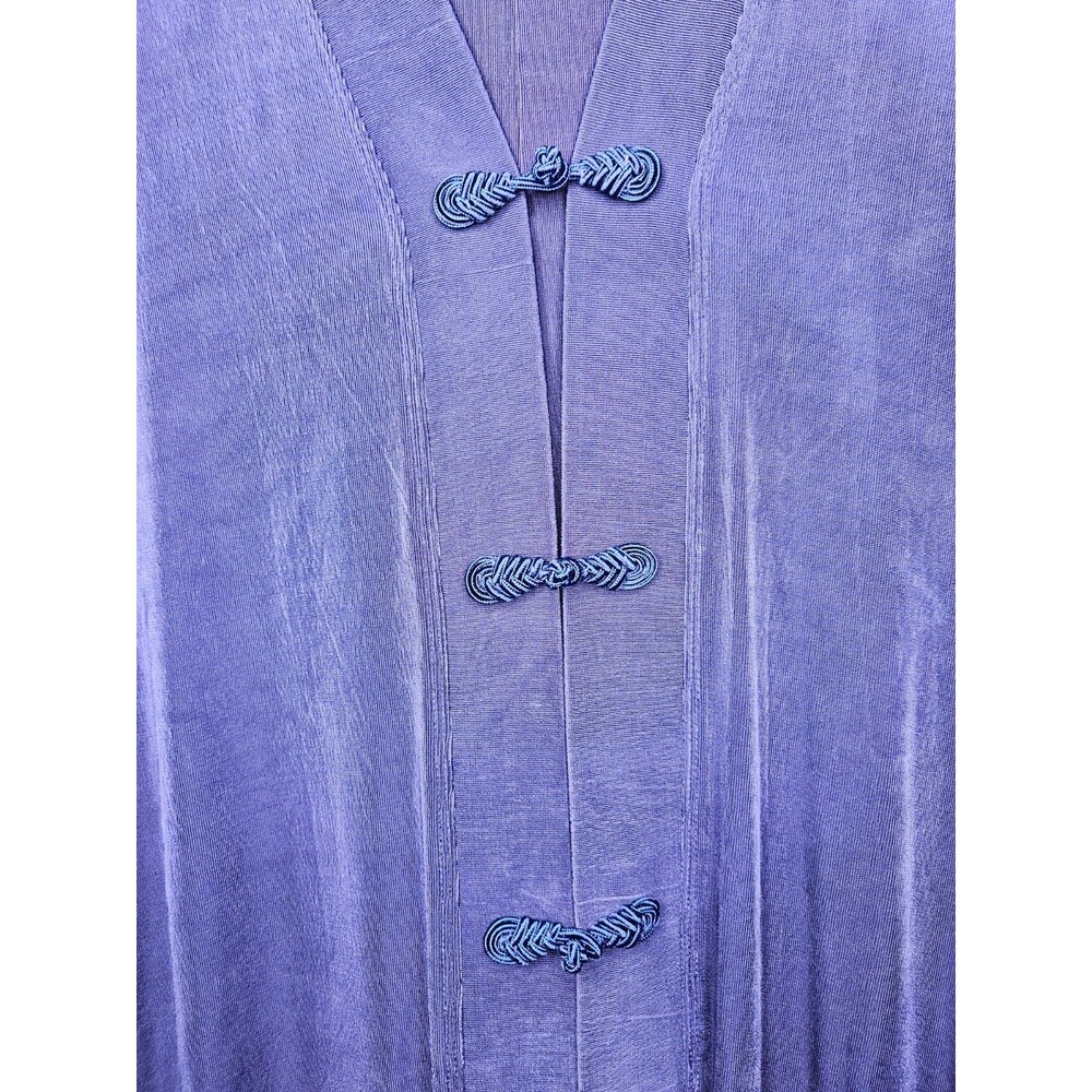 CHICOS Travelers 2 Piece Set Sz 1 Amethyst Jacket Frog Buttons No Tummy Pants - Picture 2 of 9